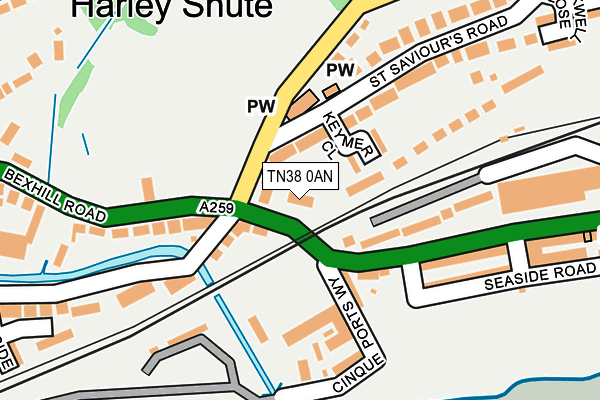 TN38 0AN map - OS OpenMap – Local (Ordnance Survey)