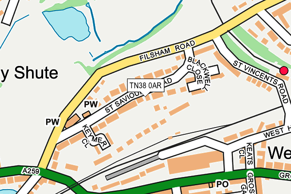 TN38 0AR map - OS OpenMap – Local (Ordnance Survey)
