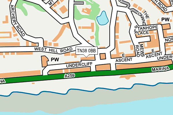 TN38 0BB map - OS OpenMap – Local (Ordnance Survey)