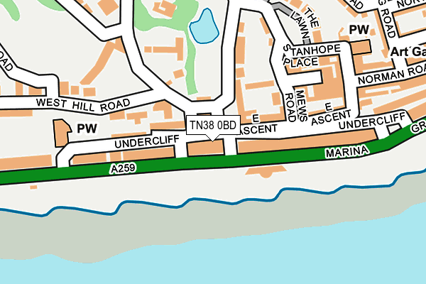 TN38 0BD map - OS OpenMap – Local (Ordnance Survey)