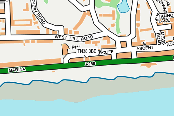 TN38 0BE map - OS OpenMap – Local (Ordnance Survey)