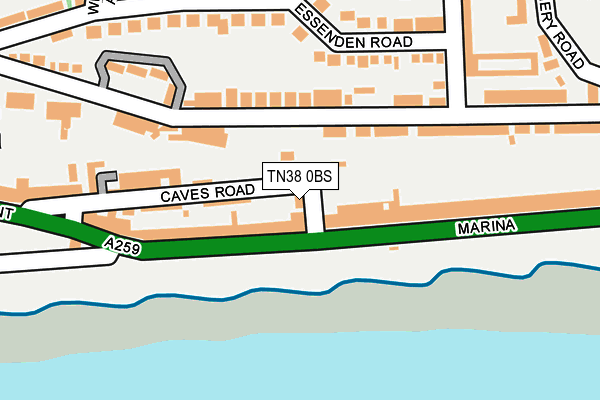 TN38 0BS map - OS OpenMap – Local (Ordnance Survey)