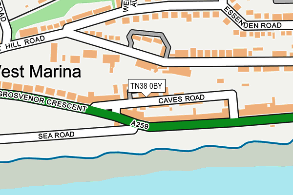 TN38 0BY map - OS OpenMap – Local (Ordnance Survey)