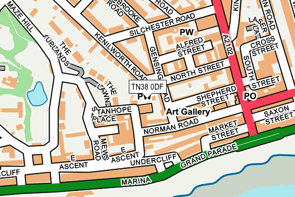 TN38 0DF map - OS OpenMap – Local (Ordnance Survey)