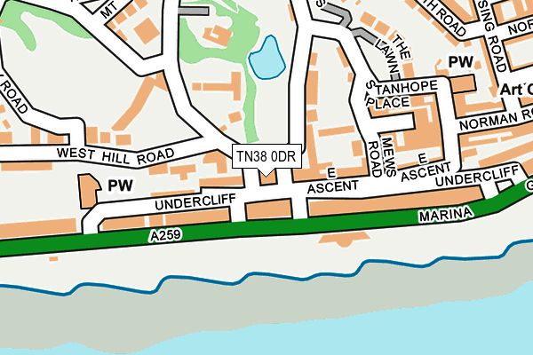 TN38 0DR map - OS OpenMap – Local (Ordnance Survey)