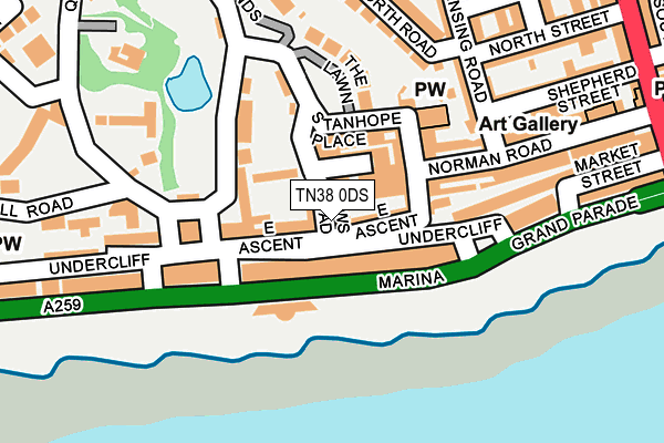 TN38 0DS map - OS OpenMap – Local (Ordnance Survey)