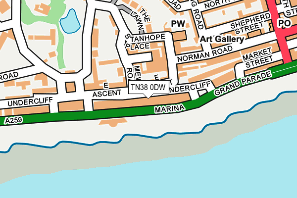 TN38 0DW map - OS OpenMap – Local (Ordnance Survey)