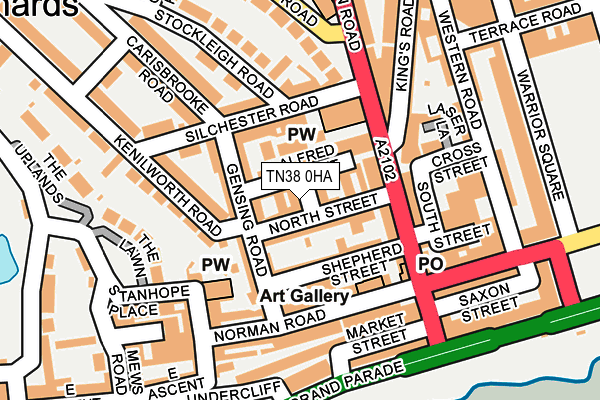 TN38 0HA map - OS OpenMap – Local (Ordnance Survey)