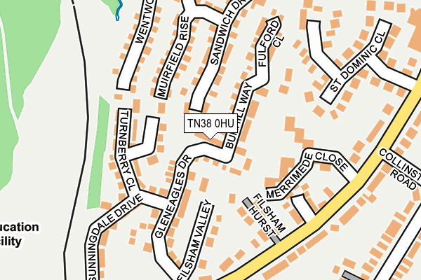 TN38 0HU map - OS OpenMap – Local (Ordnance Survey)