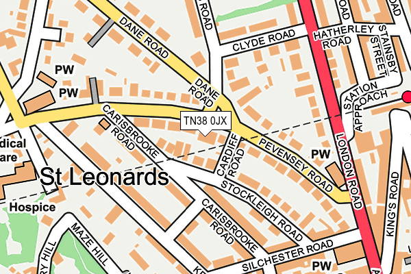 TN38 0JX map - OS OpenMap – Local (Ordnance Survey)
