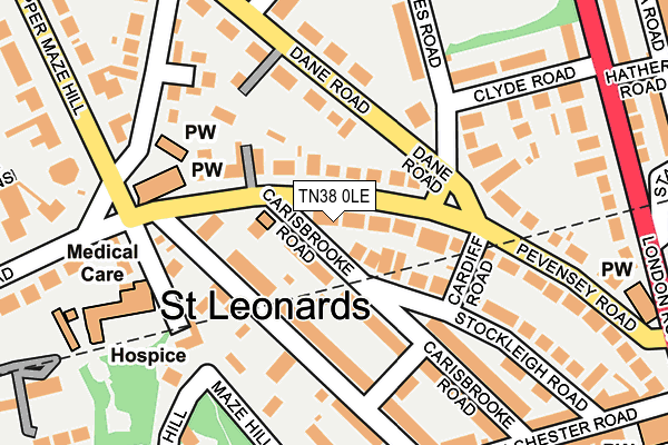 TN38 0LE map - OS OpenMap – Local (Ordnance Survey)