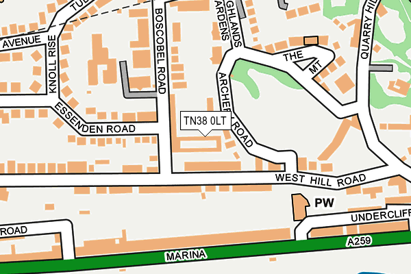 TN38 0LT map - OS OpenMap – Local (Ordnance Survey)