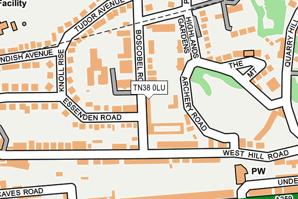 TN38 0LU map - OS OpenMap – Local (Ordnance Survey)