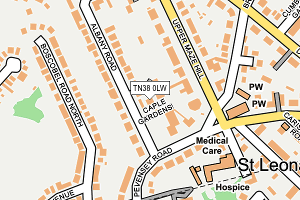 TN38 0LW map - OS OpenMap – Local (Ordnance Survey)