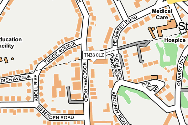 TN38 0LZ map - OS OpenMap – Local (Ordnance Survey)