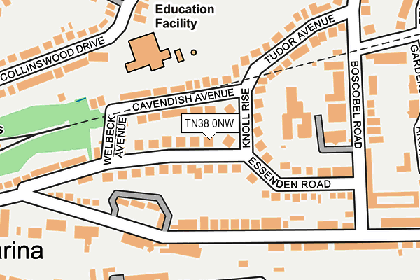TN38 0NW map - OS OpenMap – Local (Ordnance Survey)