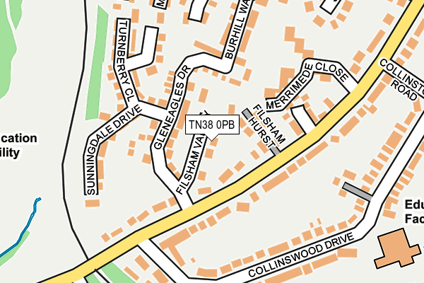 TN38 0PB map - OS OpenMap – Local (Ordnance Survey)