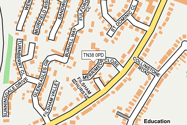 TN38 0PD map - OS OpenMap – Local (Ordnance Survey)