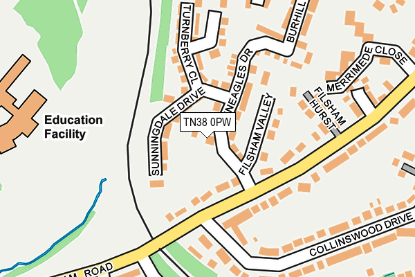 TN38 0PW map - OS OpenMap – Local (Ordnance Survey)