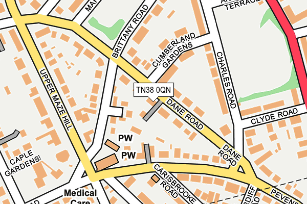TN38 0QN map - OS OpenMap – Local (Ordnance Survey)