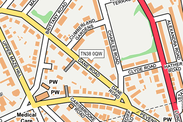 TN38 0QW map - OS OpenMap – Local (Ordnance Survey)