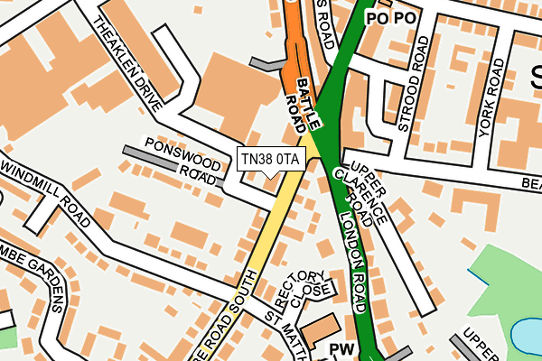 TN38 0TA map - OS OpenMap – Local (Ordnance Survey)