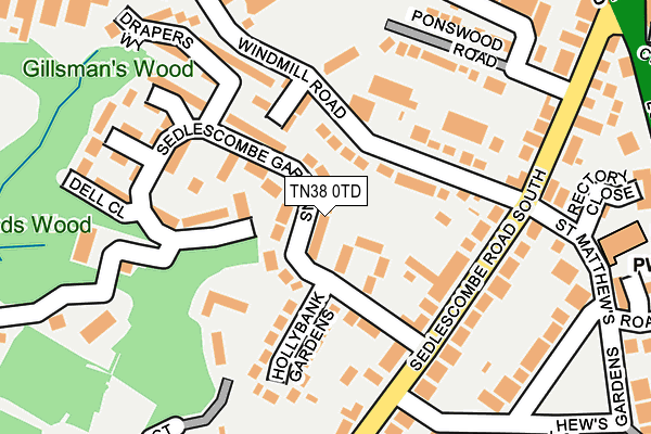 TN38 0TD map - OS OpenMap – Local (Ordnance Survey)
