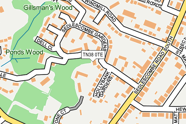 TN38 0TE map - OS OpenMap – Local (Ordnance Survey)