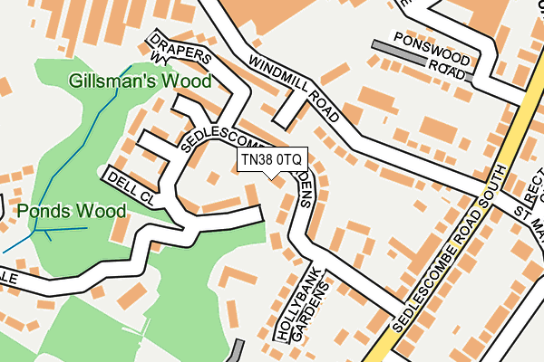 TN38 0TQ map - OS OpenMap – Local (Ordnance Survey)