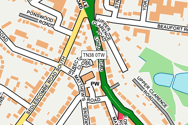 TN38 0TW map - OS OpenMap – Local (Ordnance Survey)