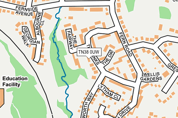 TN38 0UW map - OS OpenMap – Local (Ordnance Survey)