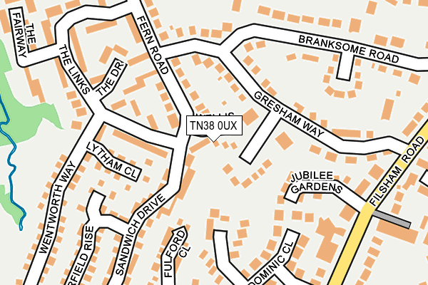 TN38 0UX map - OS OpenMap – Local (Ordnance Survey)