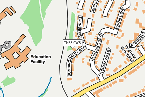 TN38 0WB map - OS OpenMap – Local (Ordnance Survey)