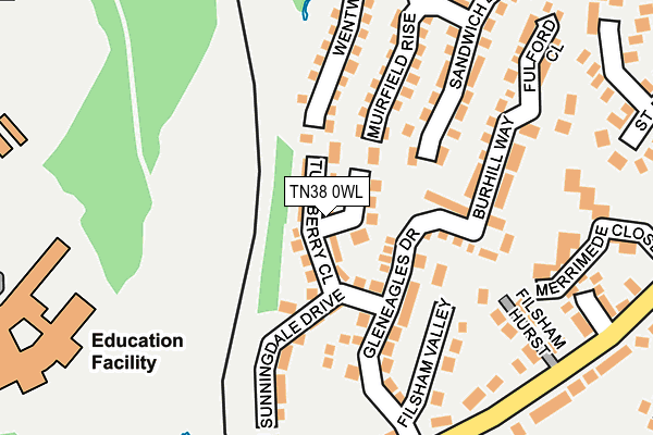 TN38 0WL map - OS OpenMap – Local (Ordnance Survey)