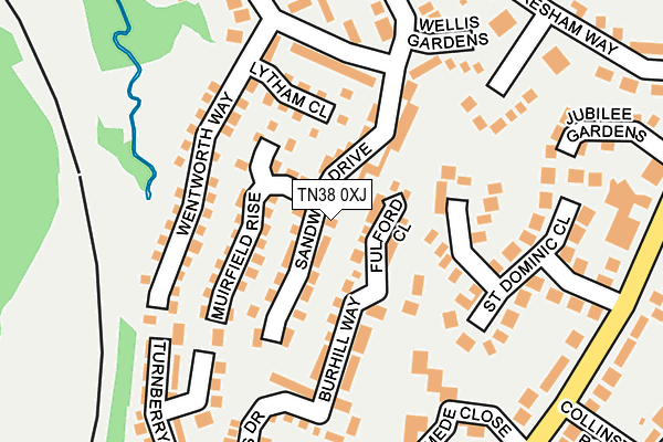 TN38 0XJ map - OS OpenMap – Local (Ordnance Survey)