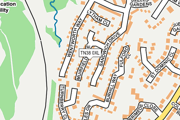 TN38 0XL map - OS OpenMap – Local (Ordnance Survey)