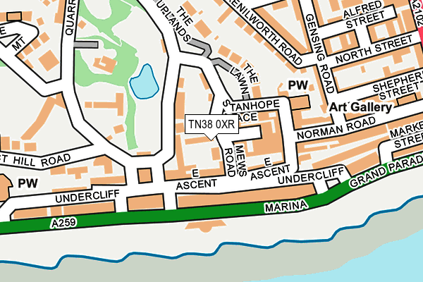TN38 0XR map - OS OpenMap – Local (Ordnance Survey)