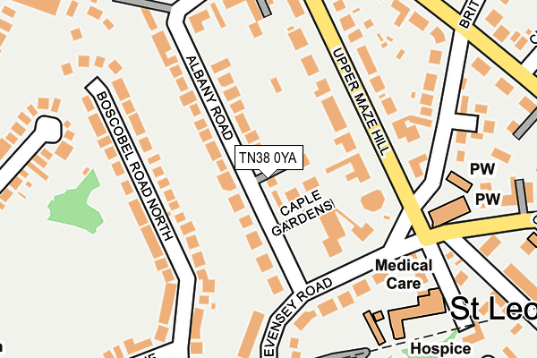 TN38 0YA map - OS OpenMap – Local (Ordnance Survey)