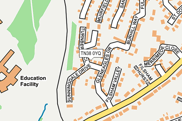 TN38 0YQ map - OS OpenMap – Local (Ordnance Survey)