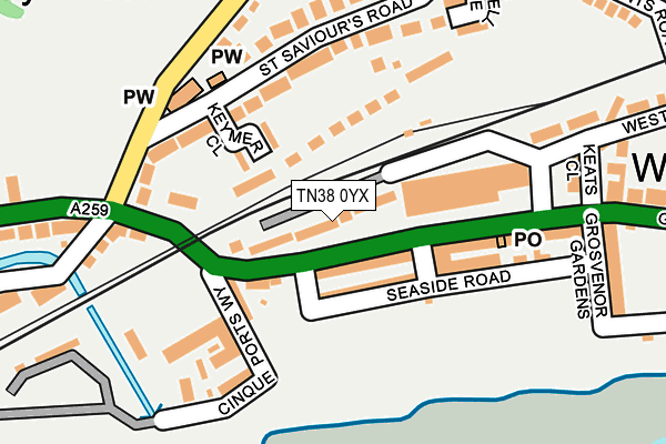 TN38 0YX map - OS OpenMap – Local (Ordnance Survey)