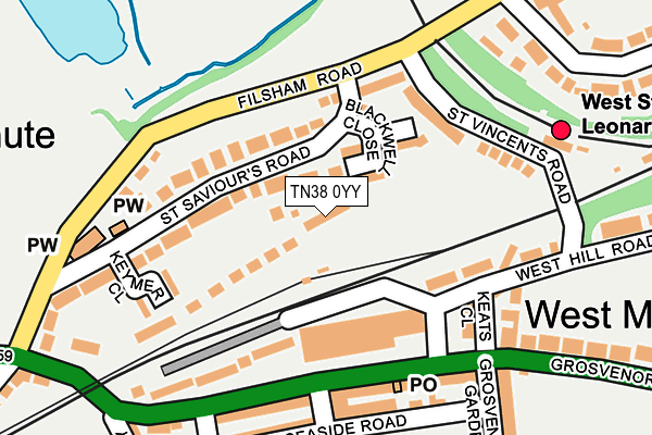 TN38 0YY map - OS OpenMap – Local (Ordnance Survey)