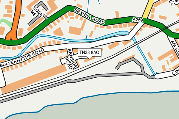 TN38 8AQ map - OS OpenMap – Local (Ordnance Survey)