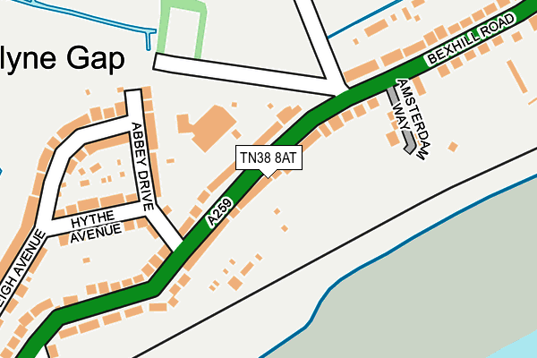 TN38 8AT map - OS OpenMap – Local (Ordnance Survey)