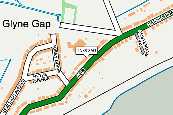 TN38 8AU map - OS OpenMap – Local (Ordnance Survey)