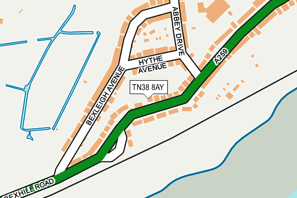 TN38 8AY map - OS OpenMap – Local (Ordnance Survey)