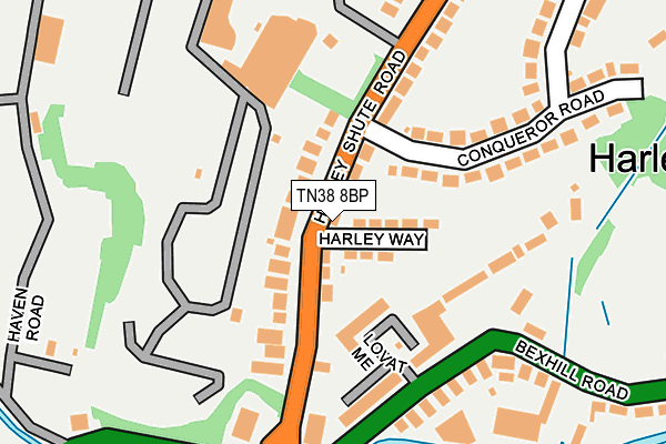 TN38 8BP map - OS OpenMap – Local (Ordnance Survey)