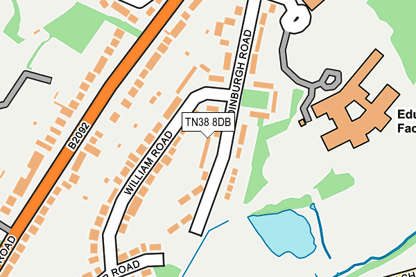 TN38 8DB map - OS OpenMap – Local (Ordnance Survey)