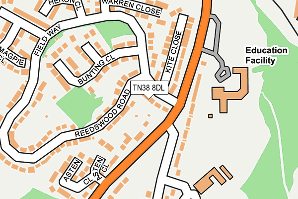 TN38 8DL map - OS OpenMap – Local (Ordnance Survey)