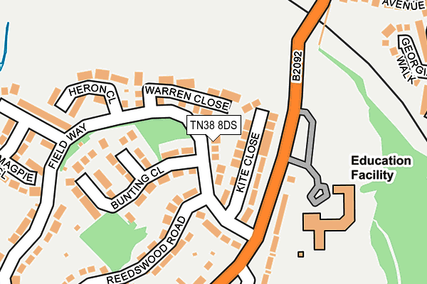 TN38 8DS map - OS OpenMap – Local (Ordnance Survey)