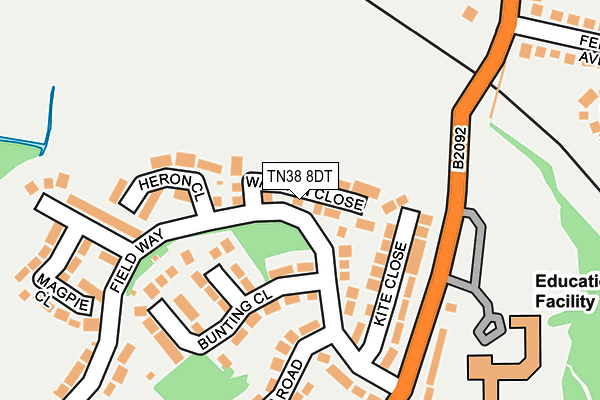 TN38 8DT map - OS OpenMap – Local (Ordnance Survey)